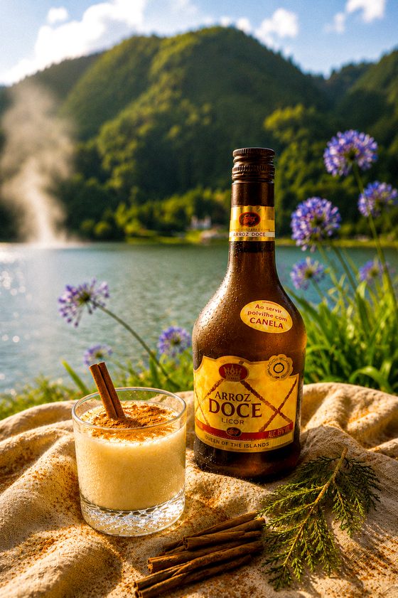 Pudding Dream servido ao copo com canela, na Lagoa das Furnas