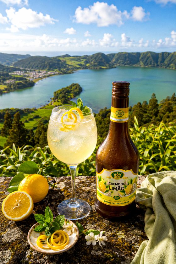 Limão Cream Spritz with lemon zest and mint, at Serrado das Freiras